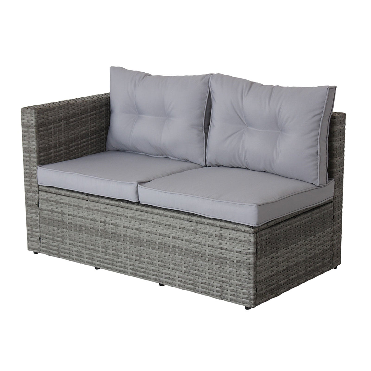 4 Piece Patio Sectional Wicker Rattan Sofa Set with Storage Box Grey
