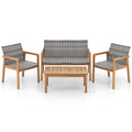 4-Piece Patio Set with Loveseat Single Chairs and Coffee Table