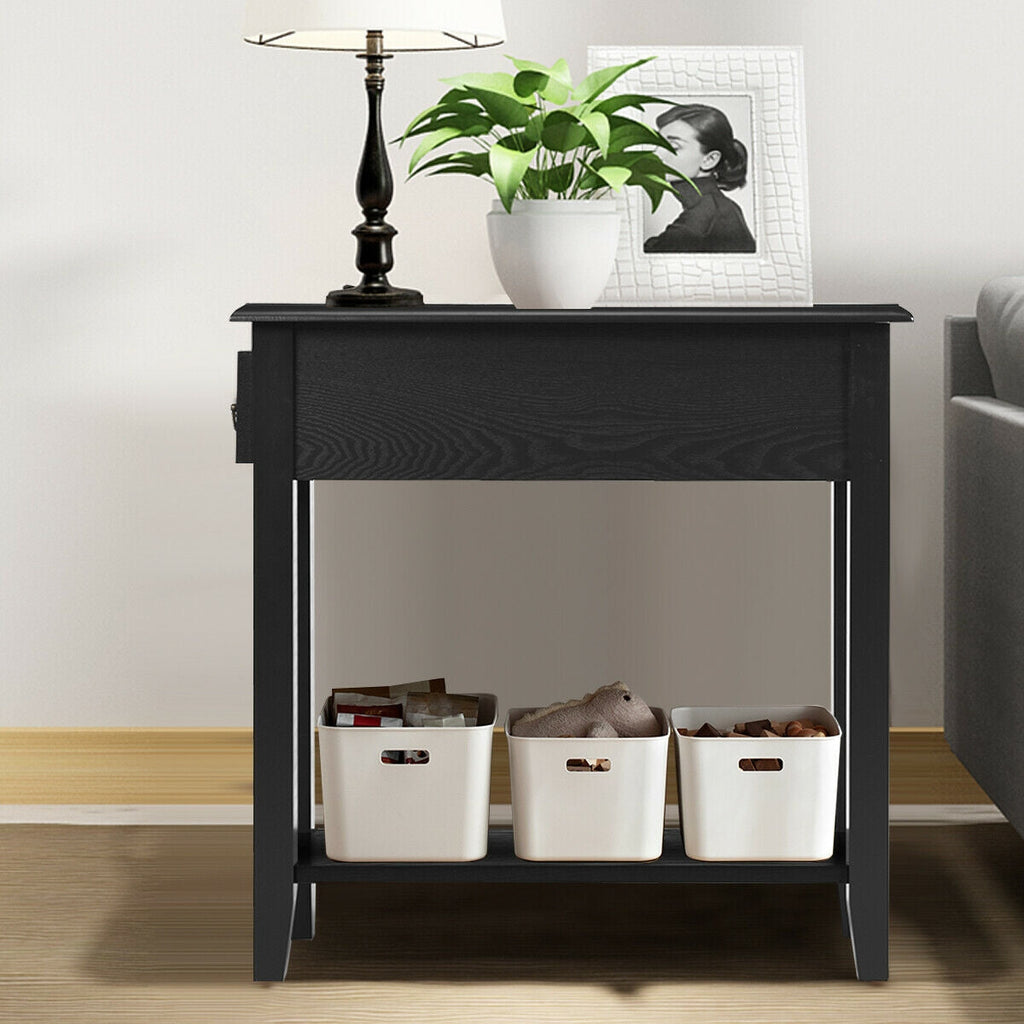 End Table Bedside Sofa End Table Narrow Nightstand with Wooden Legs
