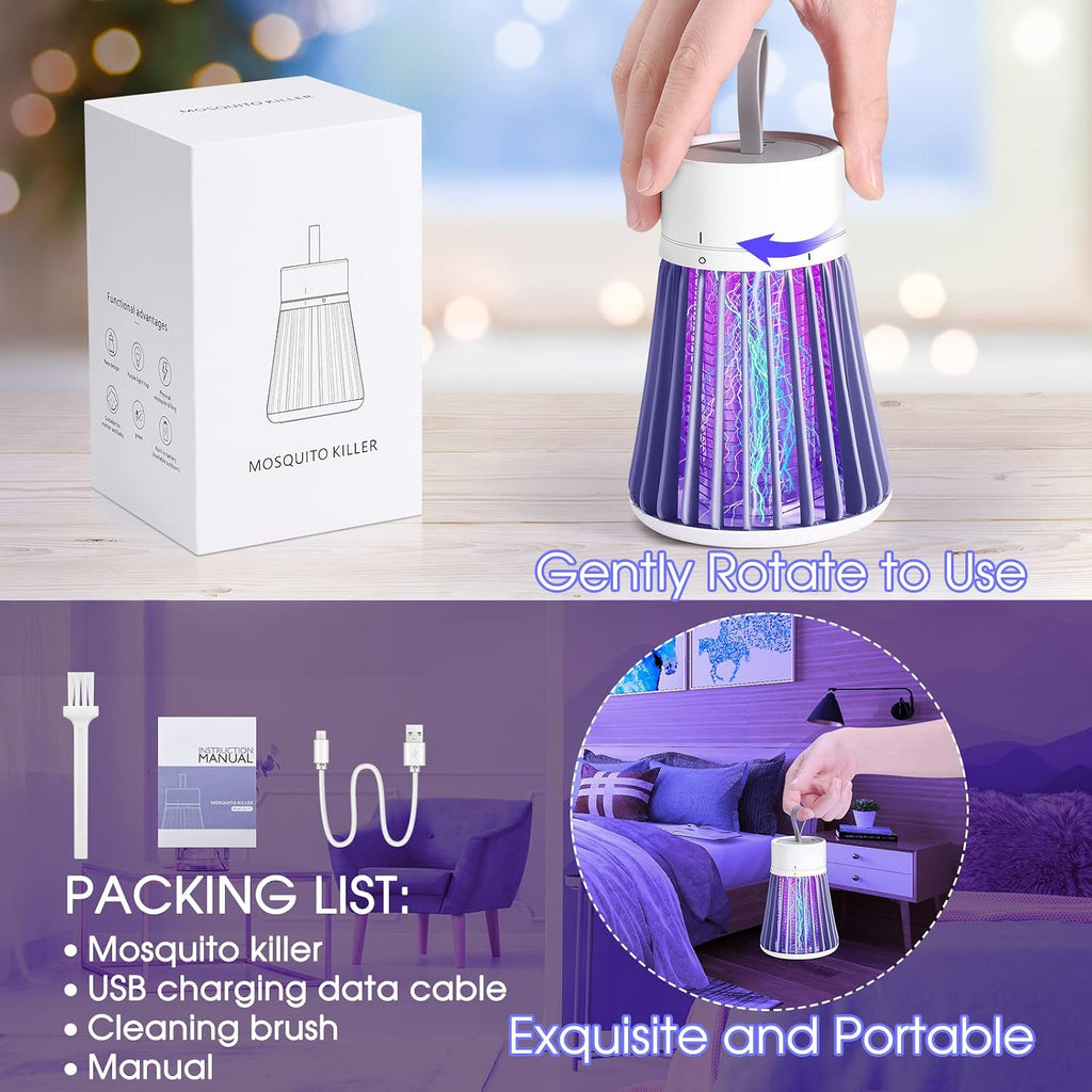 Mosquito Zapper, Rechargeable Bug Zapper with Safety Grid, USB Charging Cordless Design