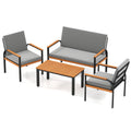 4 Piece Patio Set with Coffee Table, Loveseat with Removable Cushions