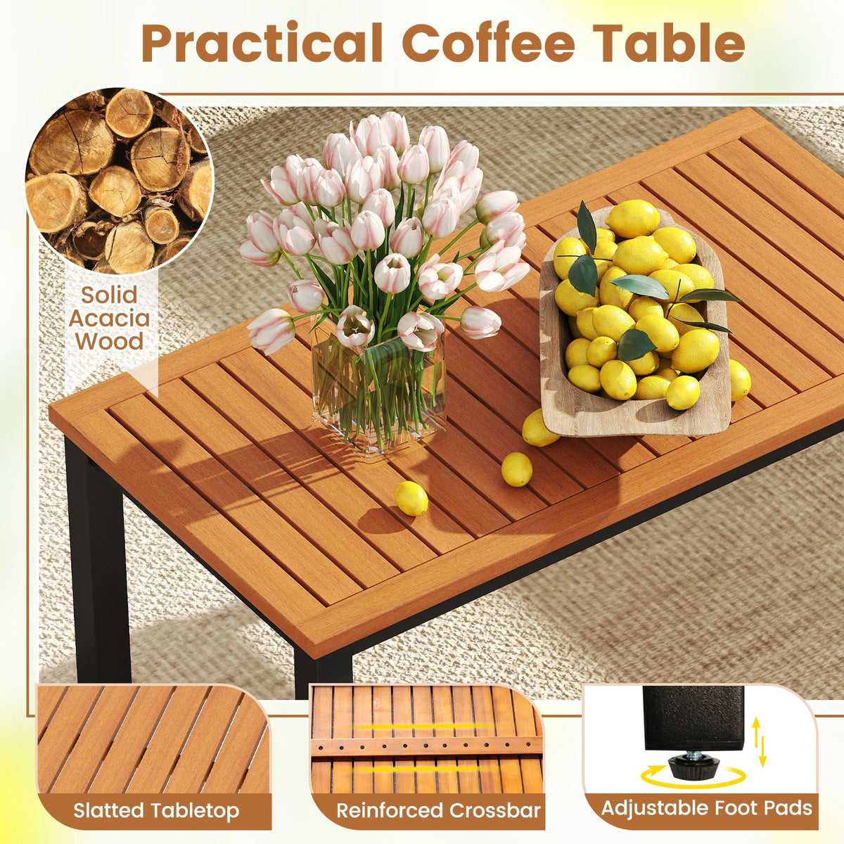 4 Piece Patio Set with Coffee Table, Loveseat with Removable Cushions