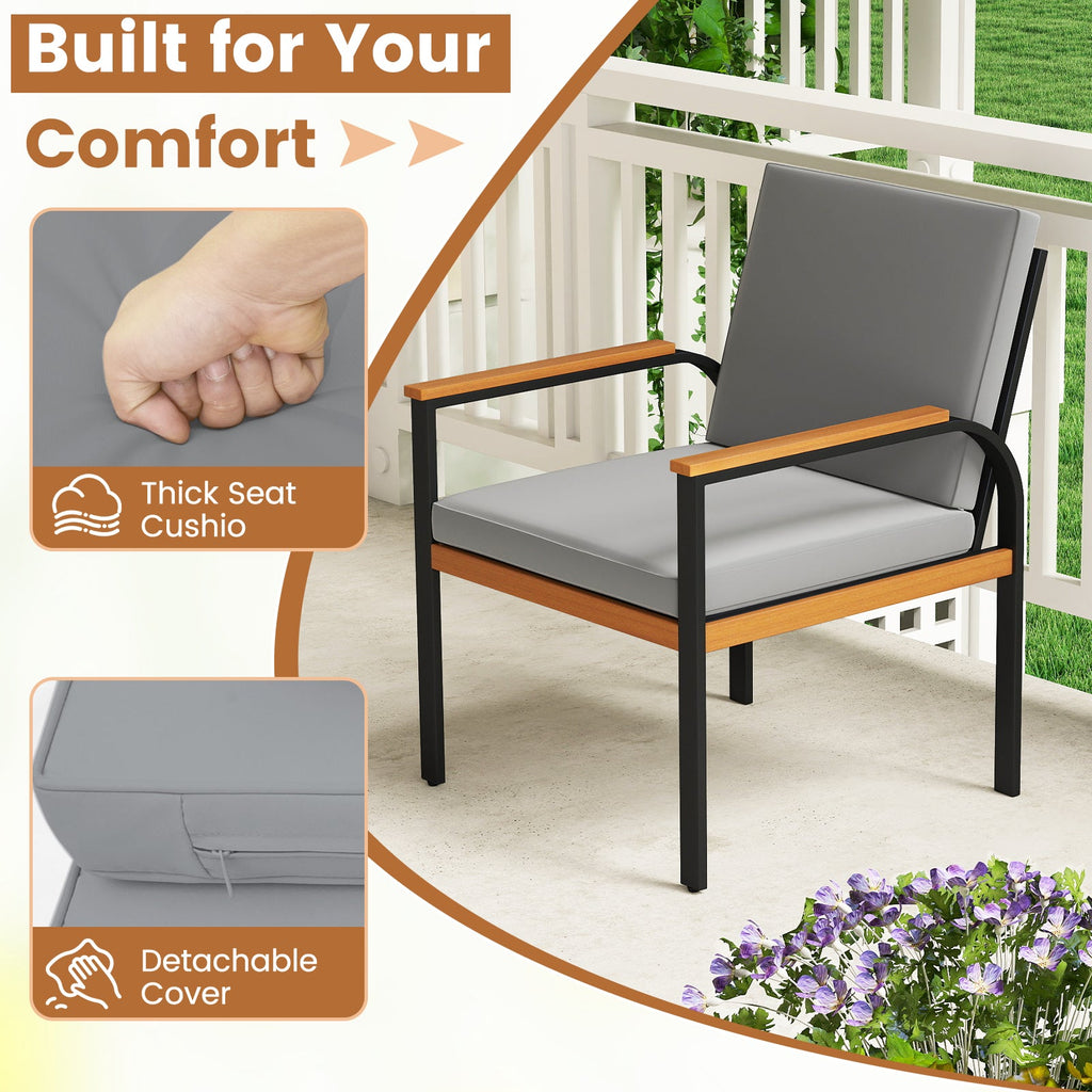 4 Piece Patio Set with Coffee Table, Loveseat with Removable Cushions