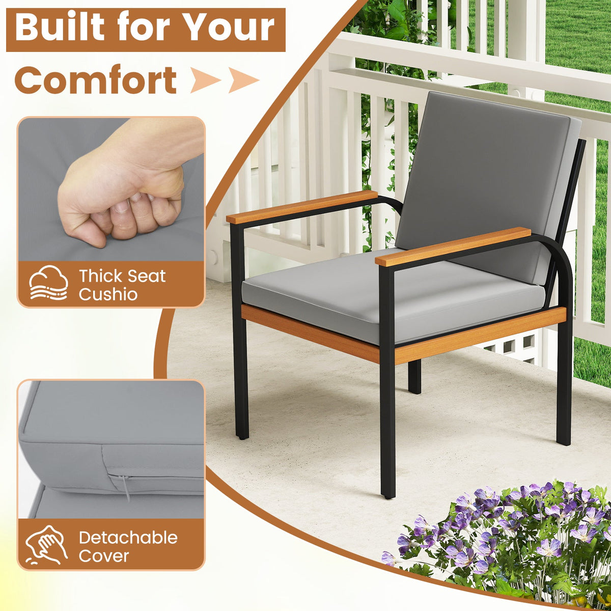 4 Piece Patio Set with Coffee Table, Loveseat with Removable Cushions