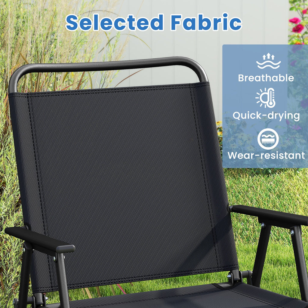 4 Pieces Patio Folding Set with Coffee Table and Patio Chairs-Black
