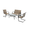 4 Pieces Patio Set with Padded Glider Loveseat and Coffee Table-Brown
