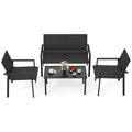 4 Pieces Patio Furniture Set with Heavy Duty Galvanized Metal Frame