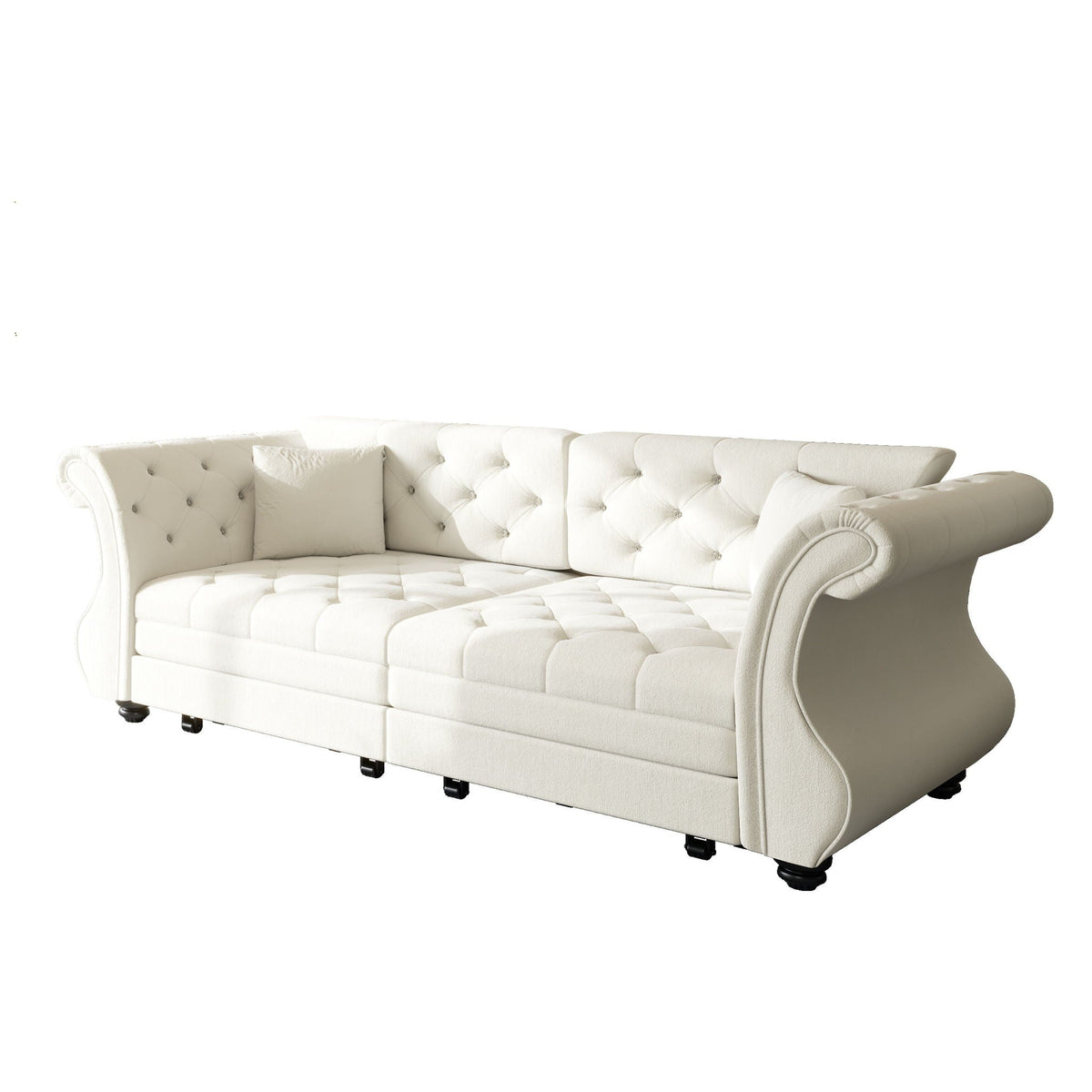 Oversized Chesterfield Pull Out Sofa Bed with Flower Tufting