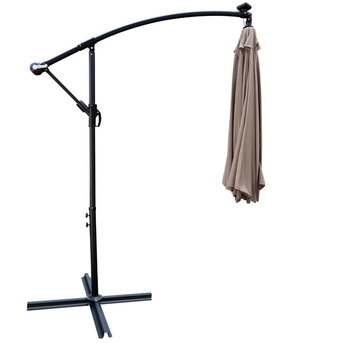 10 ft Outdoor Solar Powered LED Patio Umbrella with LED Lights - Mushroom