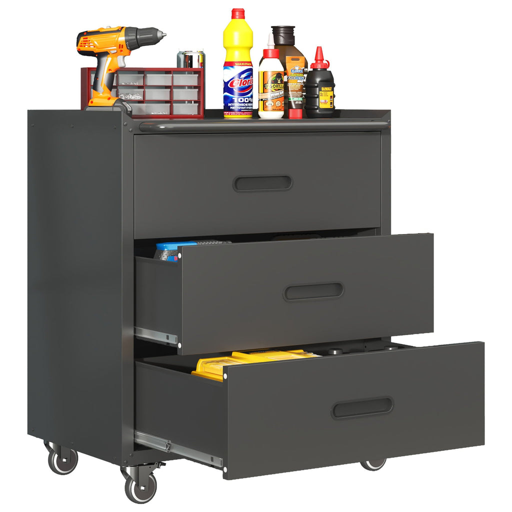 Heavy Duty Metal Storage Cabinet With Wheels 3 Drawer Tool Cabinet