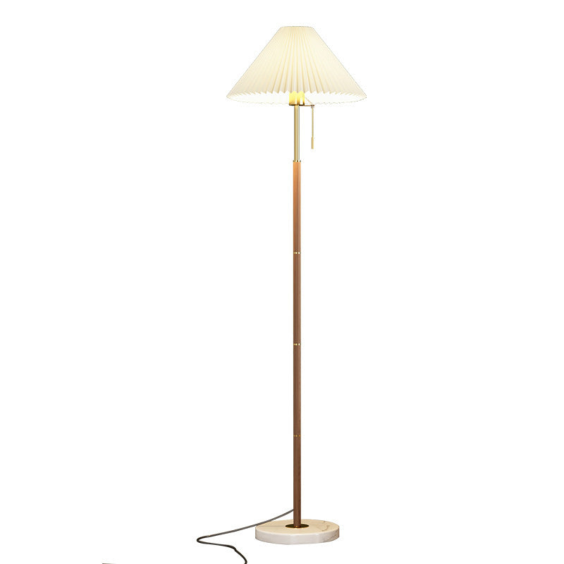 Retro Light Luxury Wood Grain Simple Pleated Floor Lamp