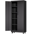 Storage Cabinet With Wheels And Lock, 4 Adjustable Shelves