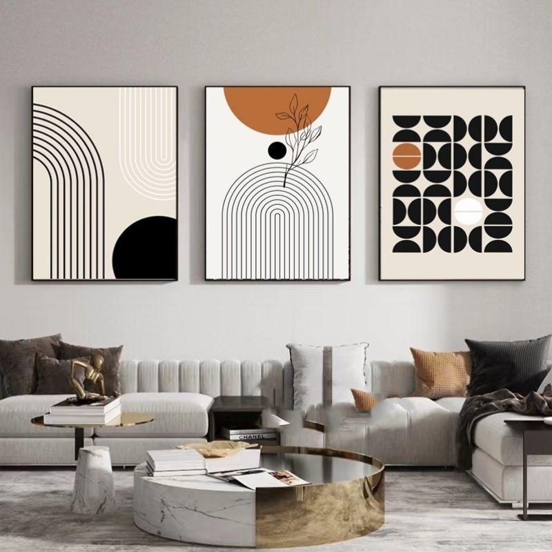 Morandi Abstract Sofa Background Wall Three-piece Painting