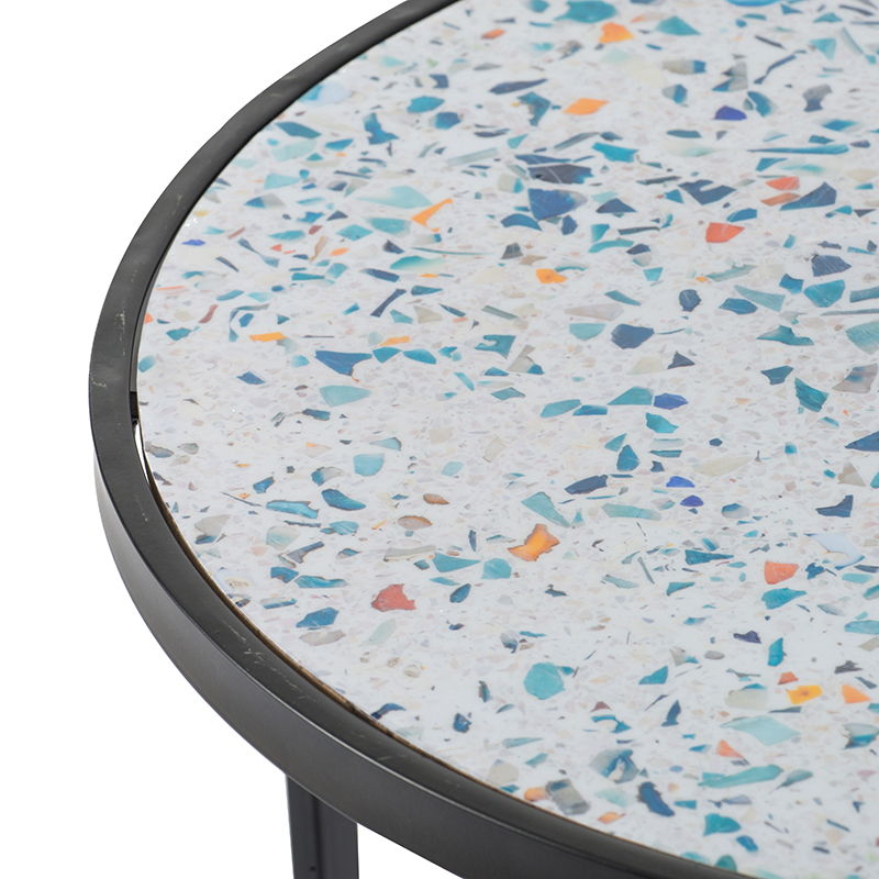 Round End Table With Sturdy Metal Frame For Small Space