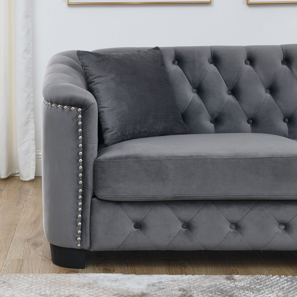 Modern Chesterfield Sofa With Tufted Backrest