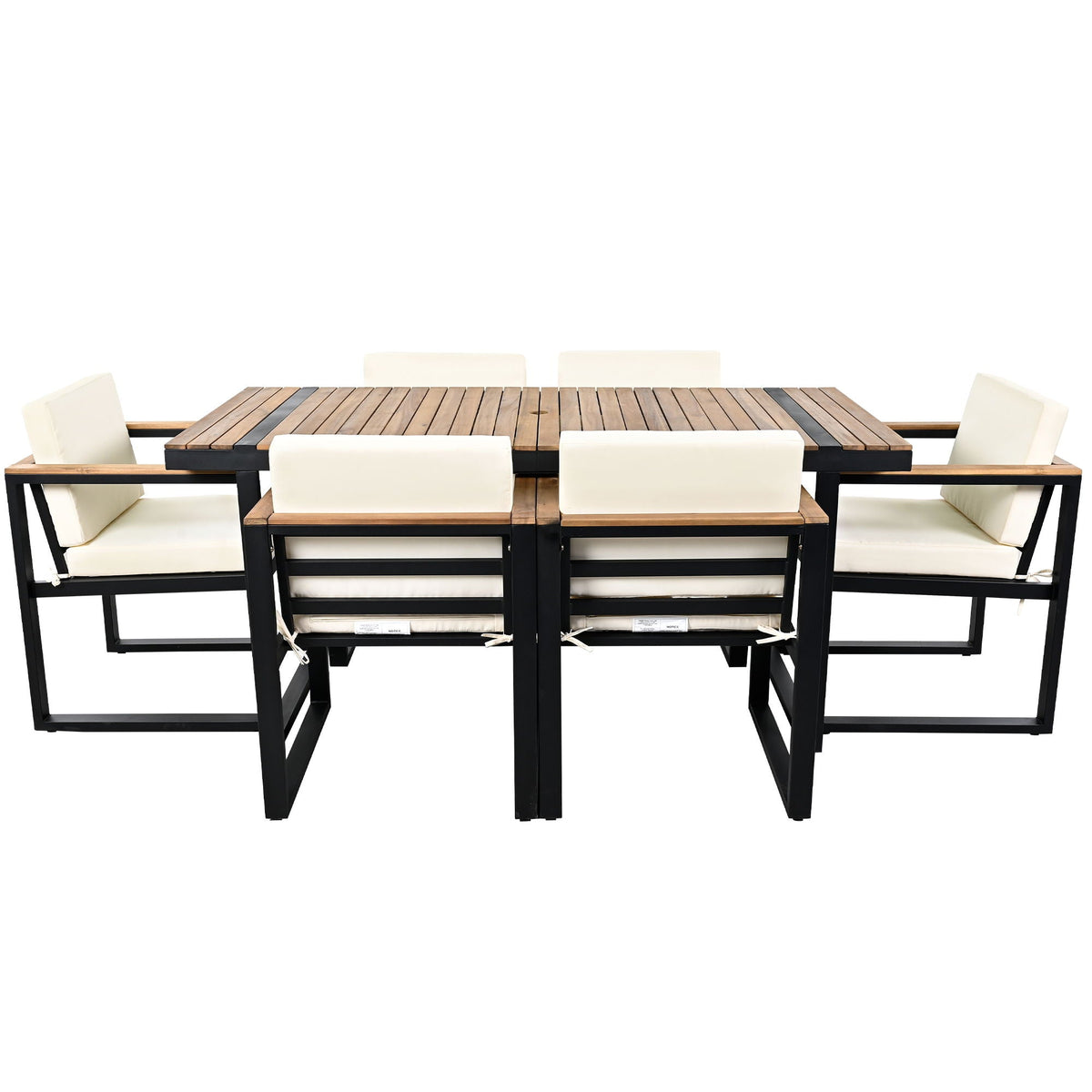 7 Pieces Dining Set Table And Chair Set With And Removable Cushions For Patio
