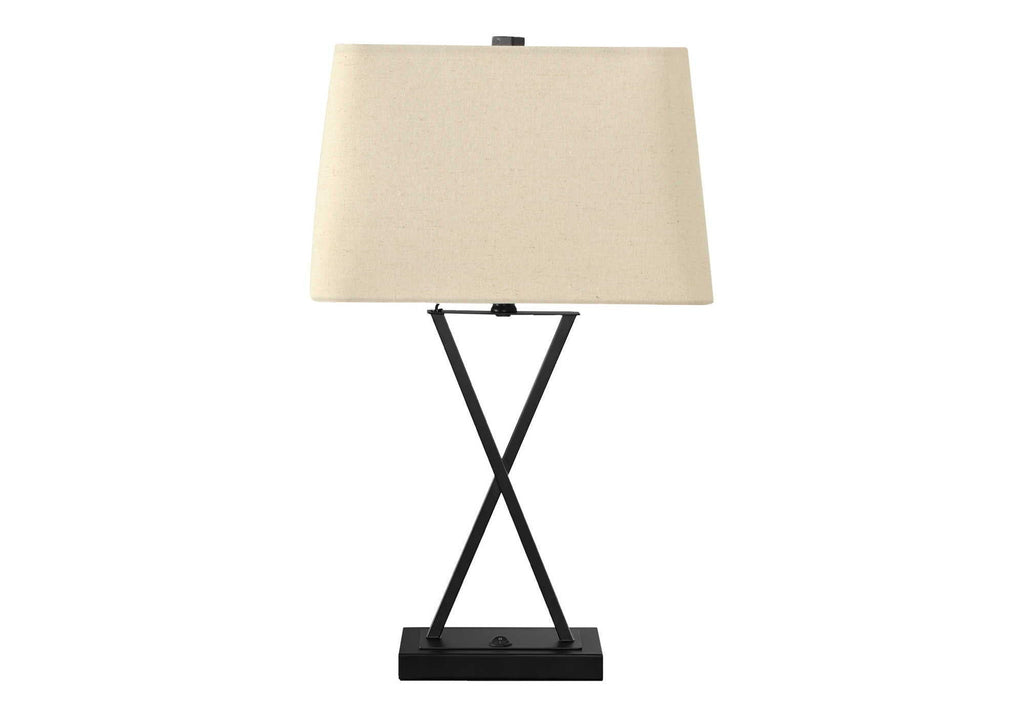 Table Lamp, USB Port Included, Resin, Transitional - Black