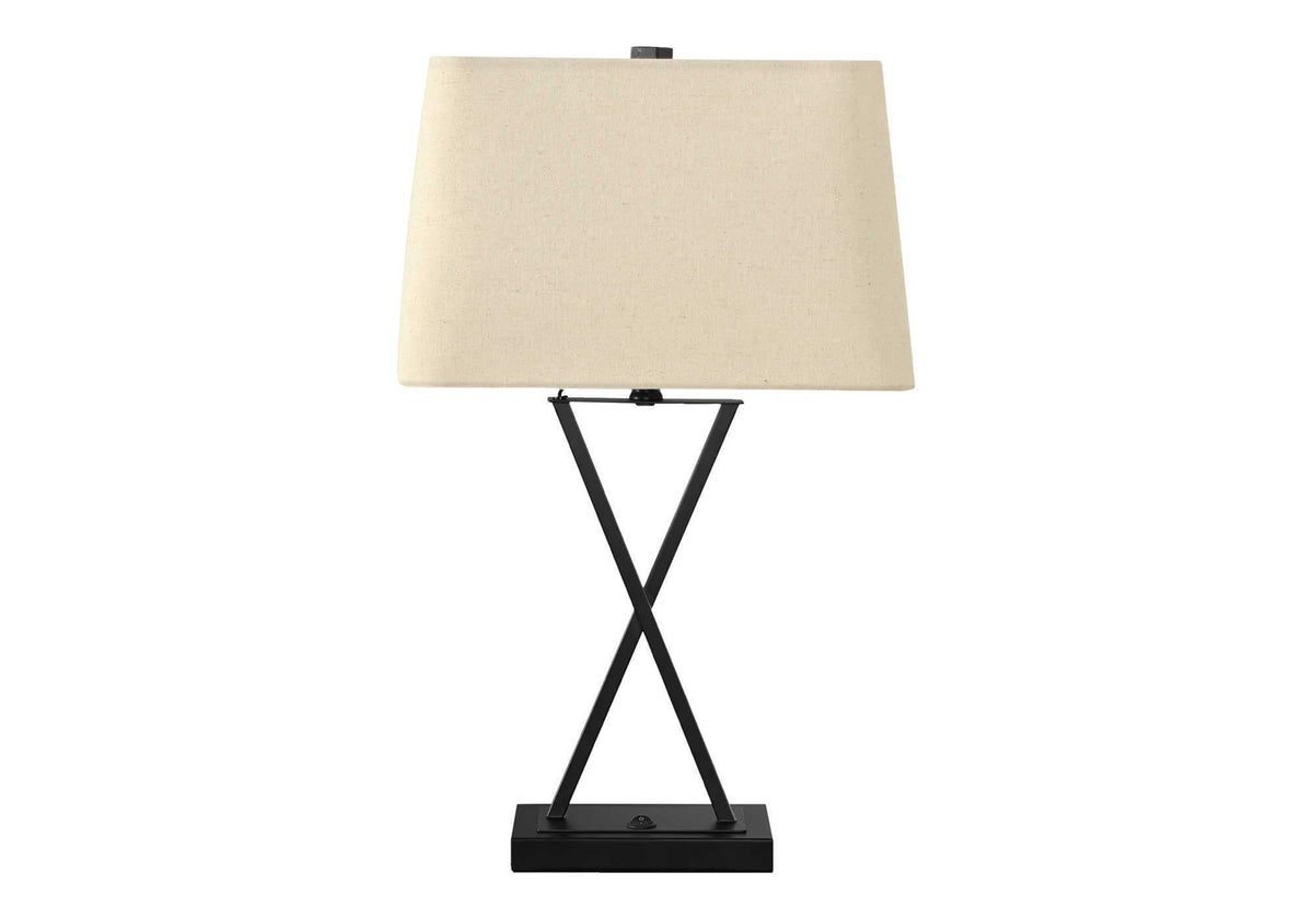 Table Lamp, USB Port Included, Resin, Transitional - Black