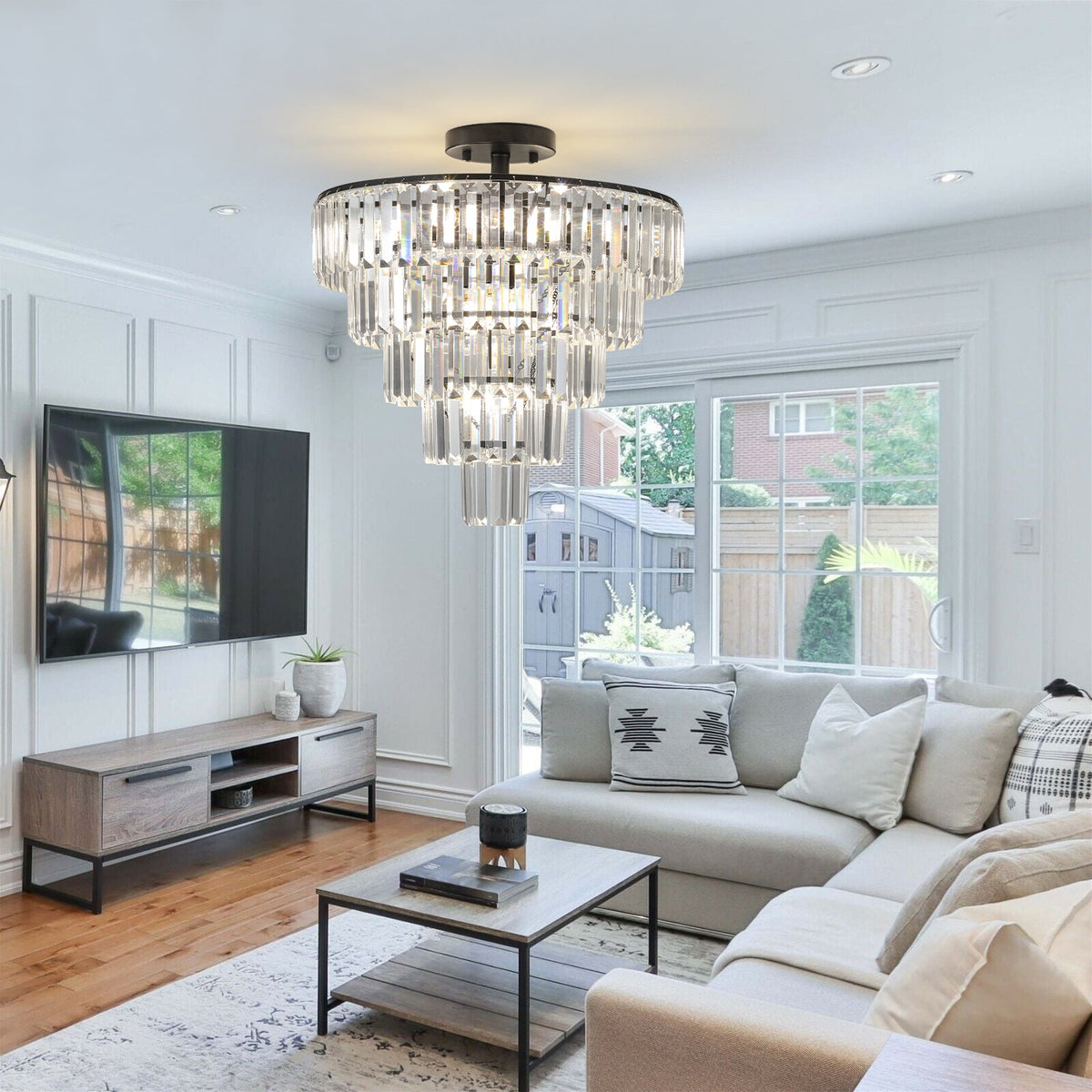 Black large crystal chandelier, modern style chandelier