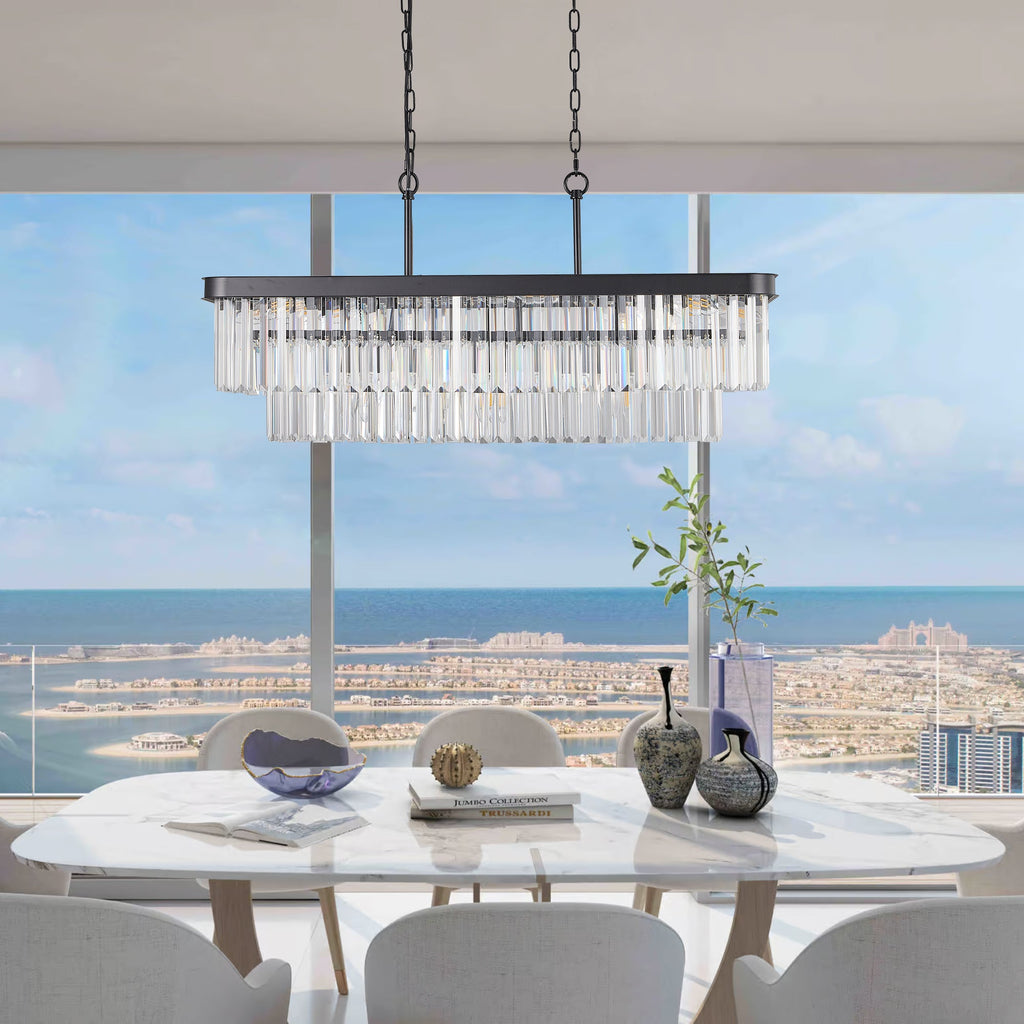 Chandeliers, Rectangular Crystal Chandelier Adjustable