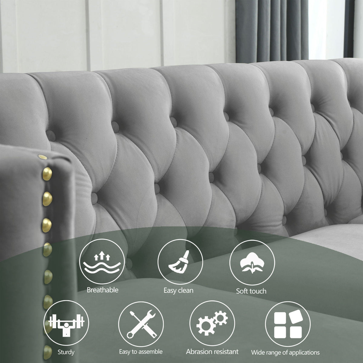Upholstered Couch Sofa With Button Tufting