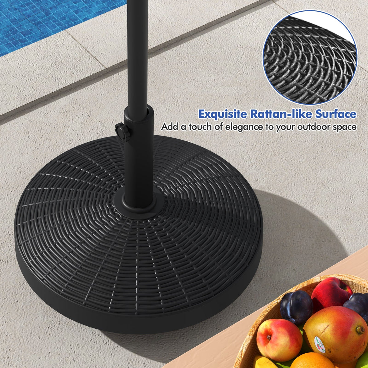 50# Patio Resin Umbrella Base Stand Heavy Duty with Wheels