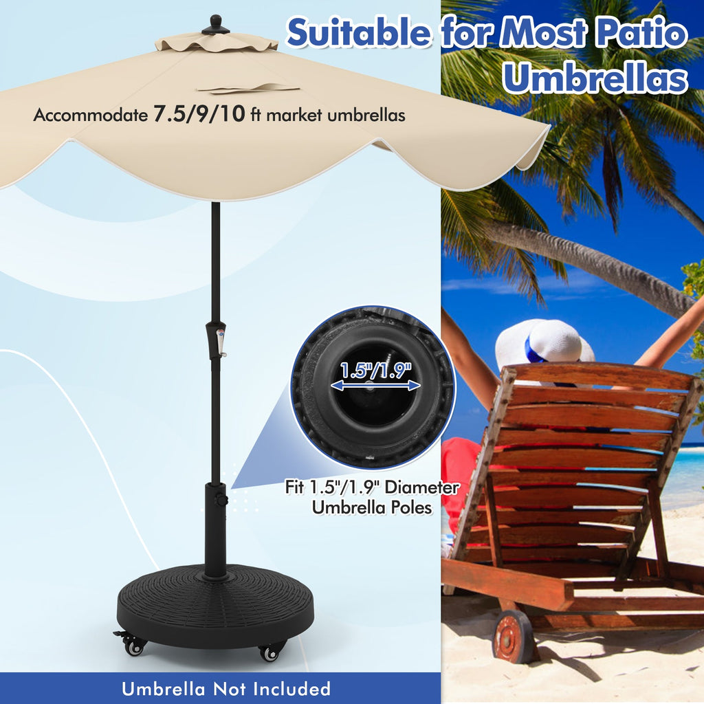50# Patio Resin Umbrella Base Stand Heavy Duty with Wheels