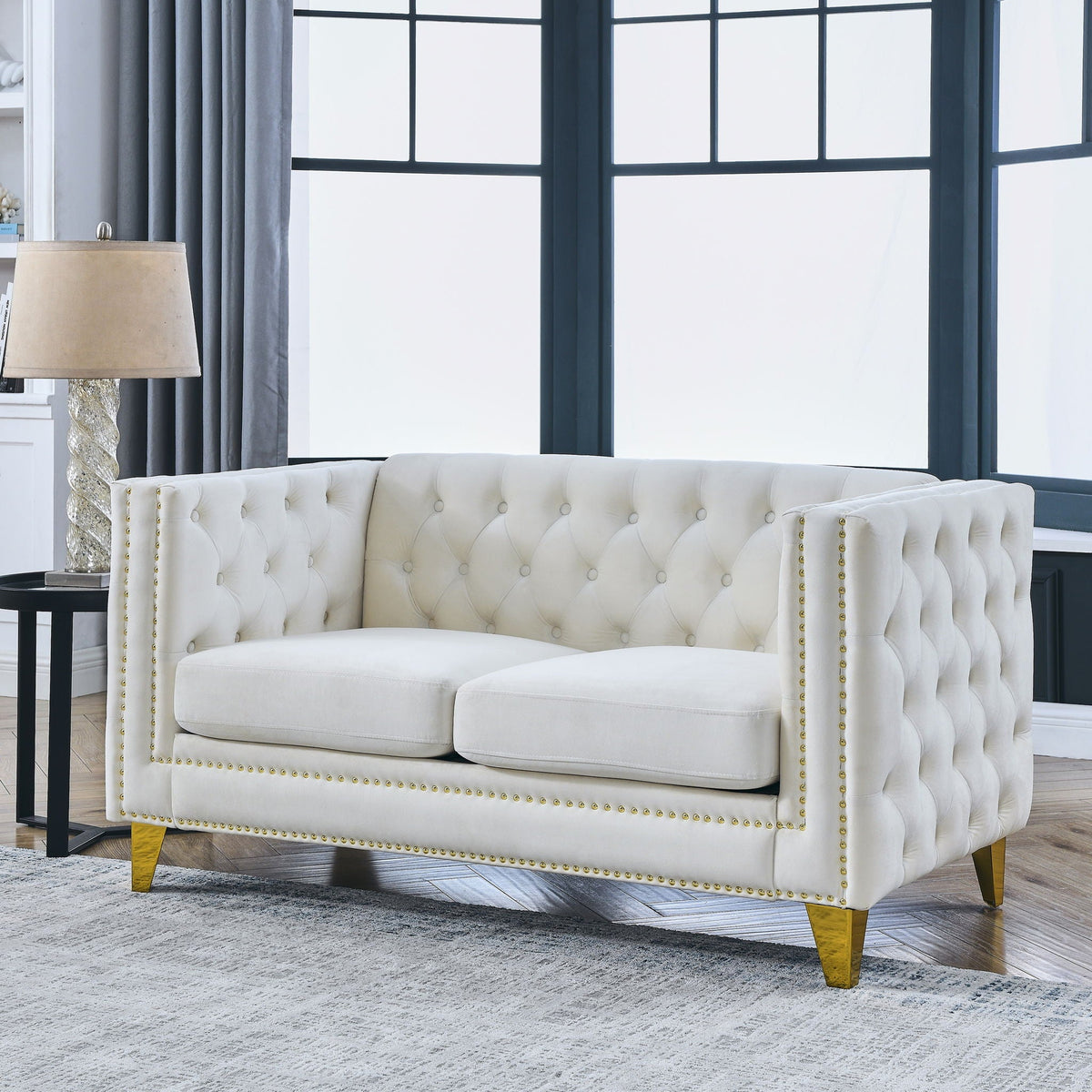 Upholstered Couch Sofa With Button Tufting