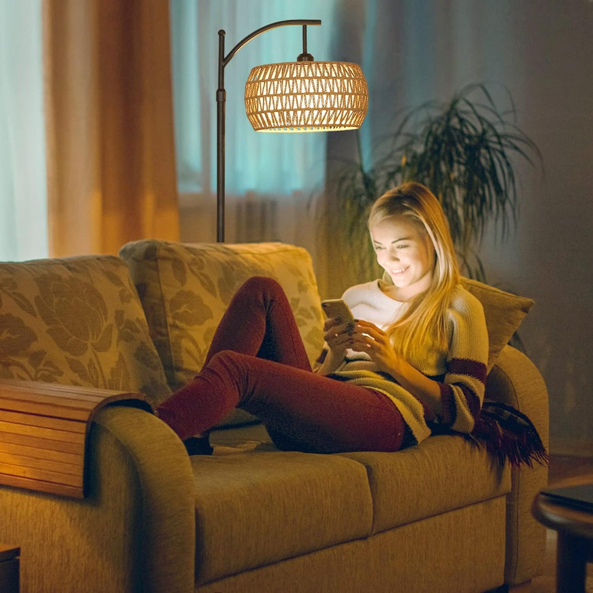 Arc Floor Lamp with Remote Control, Dimmable LED Floor Lamp