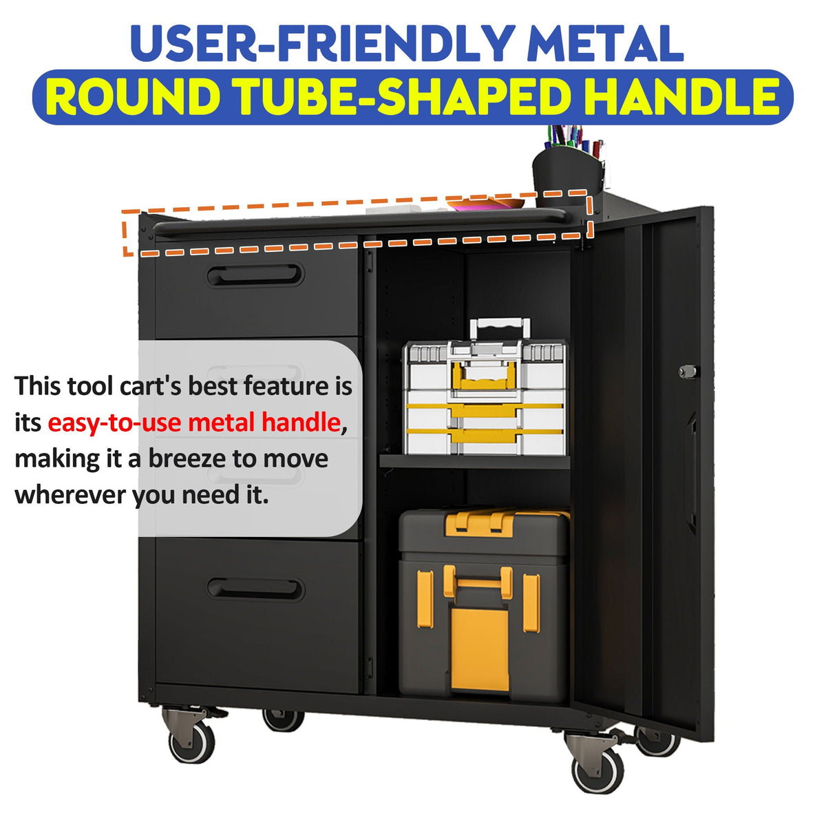 Sturdy Metal Tool Storage Cabinet With Wheels