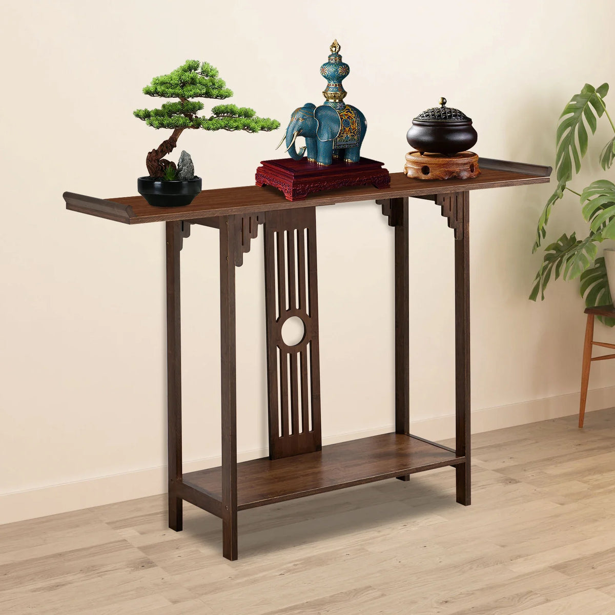 2-Tier Narrow Espresso Side Table