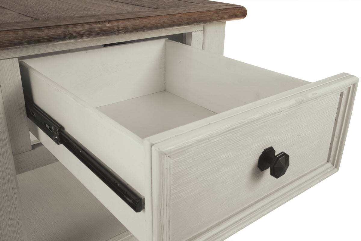 Bolanburg - Rectangular End Table - White / Brown / Beige