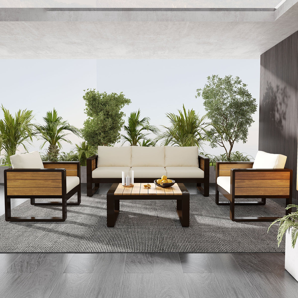 Aluminum Frame Large 4-Piece Outdoor Patio Furniture Set
