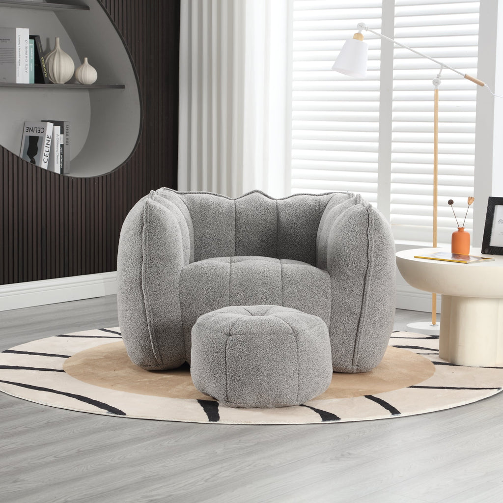 Soft Bean Bag Chair with High Resilient Foam with Footstool