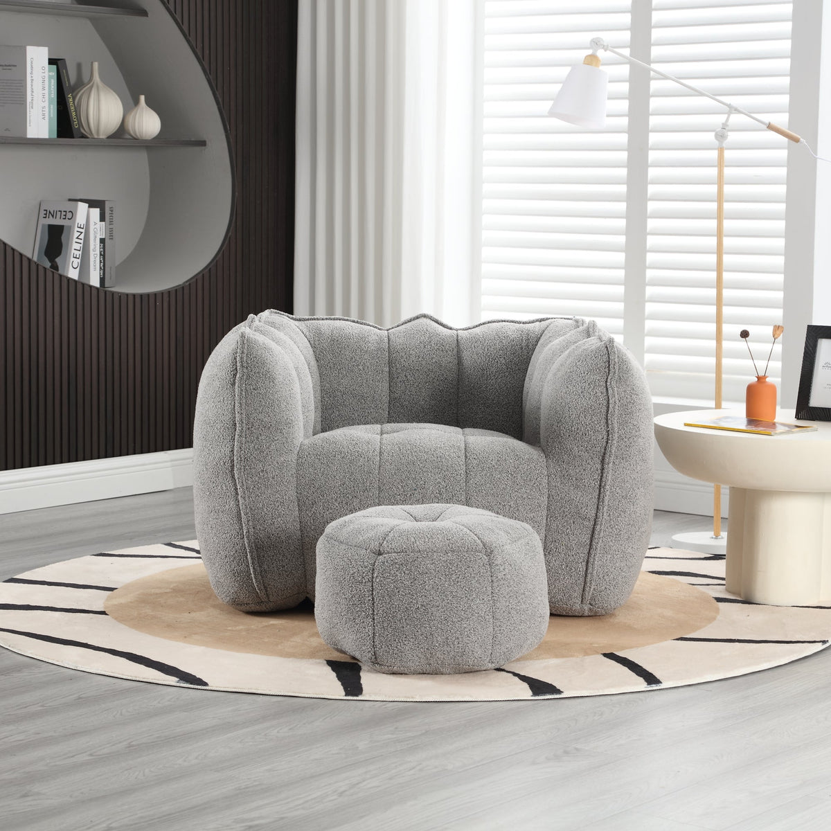 Soft Bean Bag Chair with High Resilient Foam with Footstool