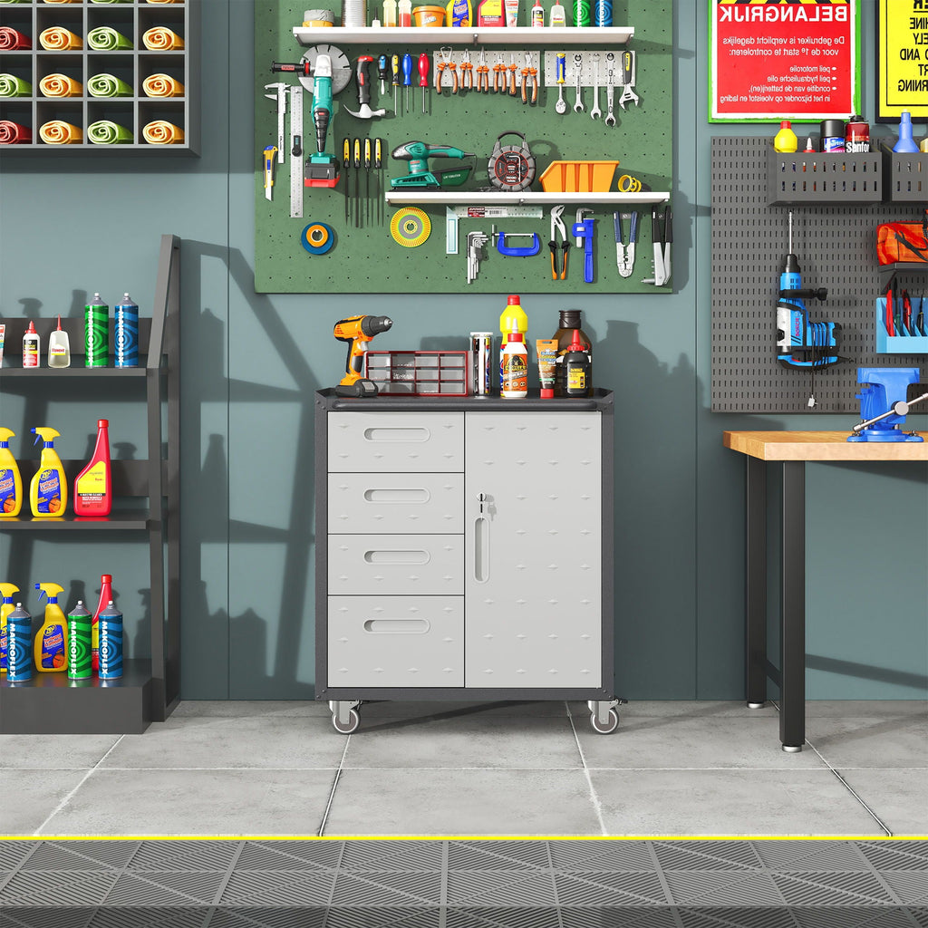 Sturdy Metal Tool Storage Cabinet With Wheels