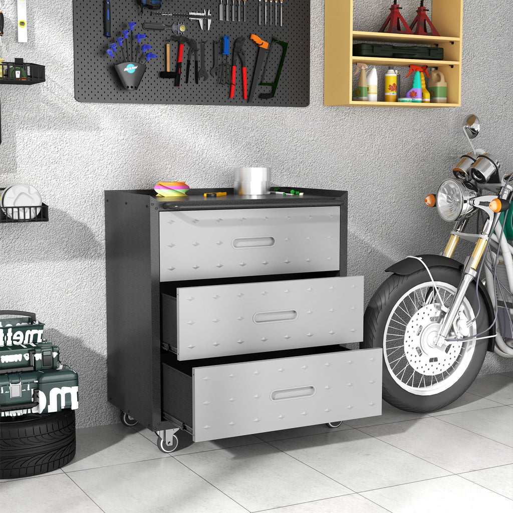 Heavy Duty Metal Storage Cabinet With Wheels 3 Drawer Tool Cabinet