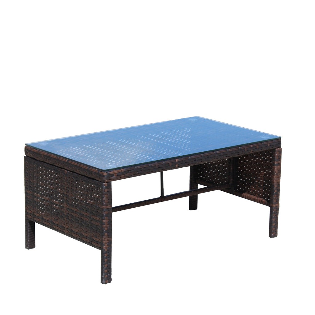 Patio 3-Piece Conversation Set with Wicker Rattan Sectional Sofa