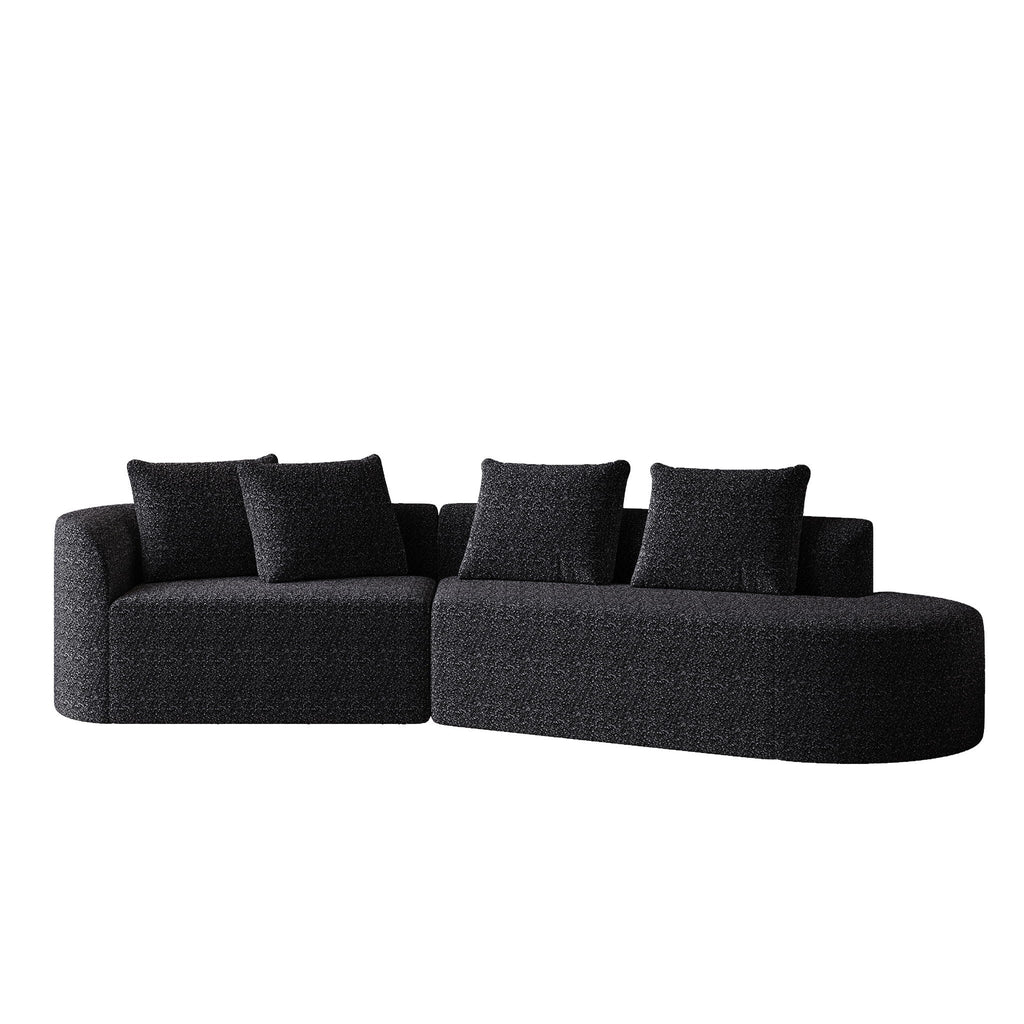 Oversized Sectional Sofa, 4 Seater Extra Deep, Wide Curved Couch With 4 Throw Pillows