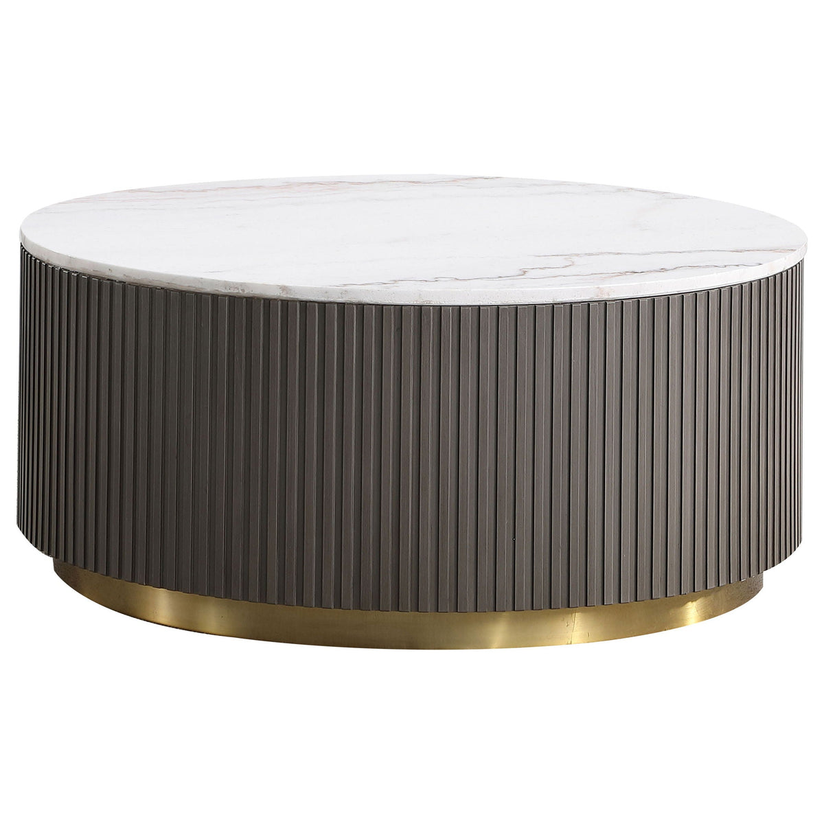 3-piece Round White Marble Coffee Table Set