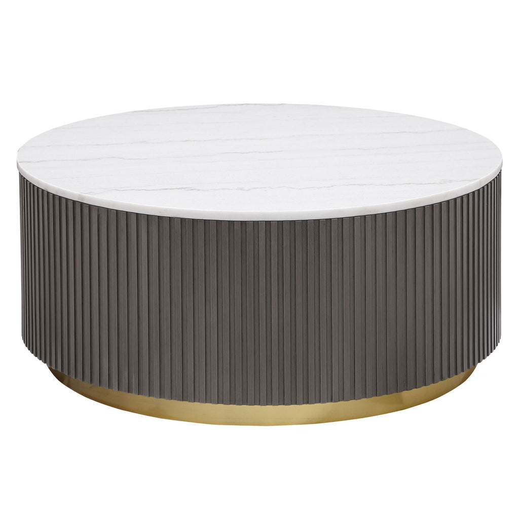 Round White Marble Top Coffee Table
