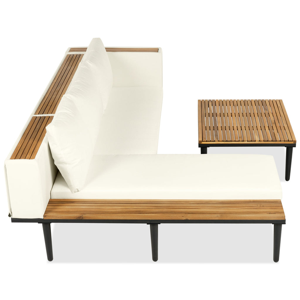 Luxury L-Shaped Acacia Wood Patio Furniture Set with Cushions