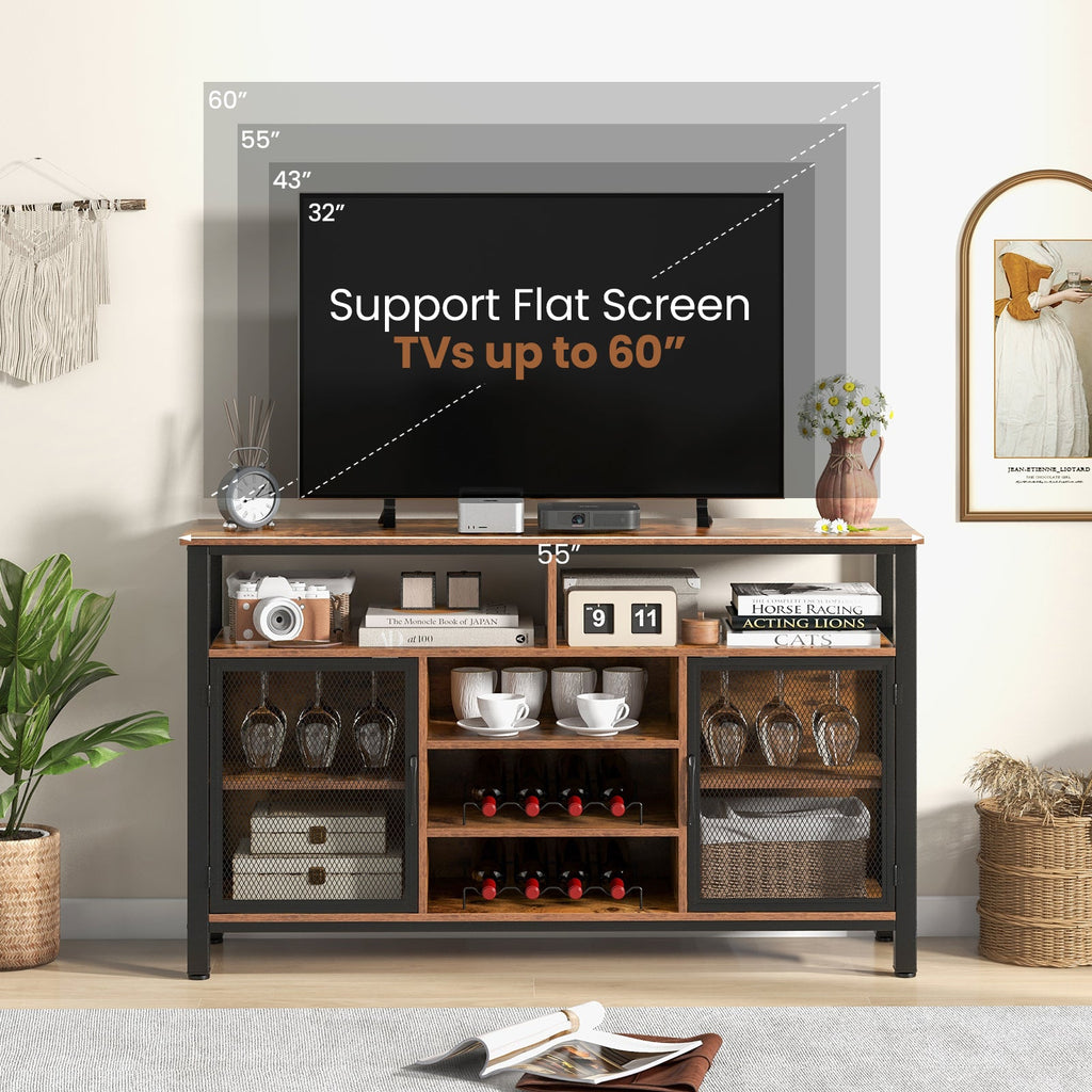 55-Inch Buffet, 8-Bottle Wine Racks and Wine Glass Holders