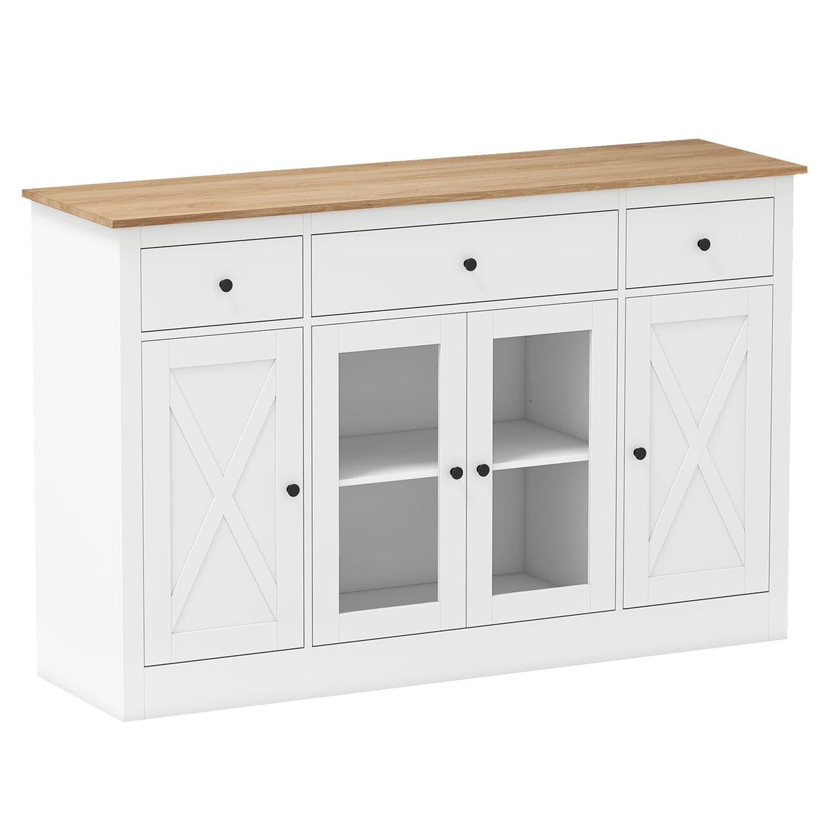 55" Large Buffet Sideboard Storage Cabinet with 3 Drawers