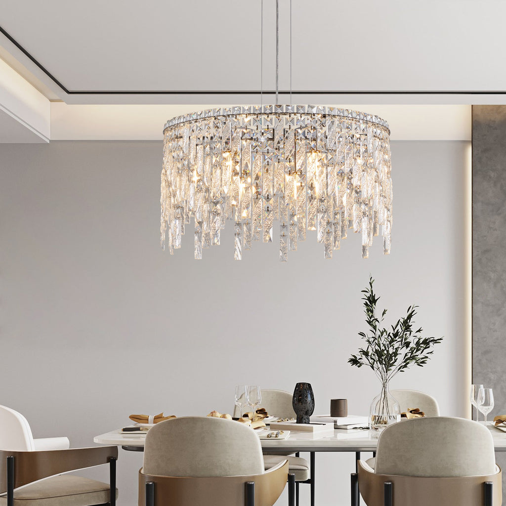 Deluxe round silver crystal chandelier