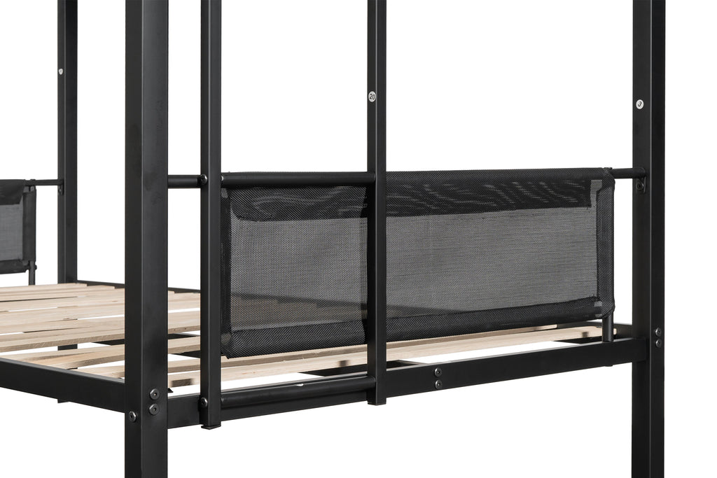 Metal double bed with casters/sturdy frame/no noise/comfortable guardrail/