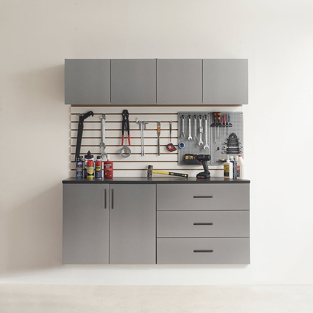 Garage Cabinet Set C With Soft Closing Drawers - Metallic Gray