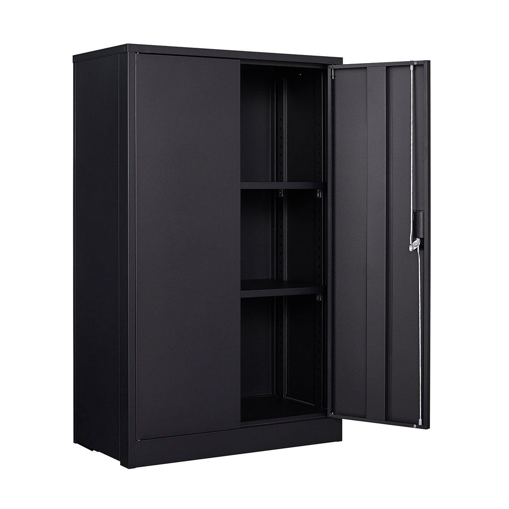 Metal Storage Cabinet With Locking Doors And Adjustable Shelf