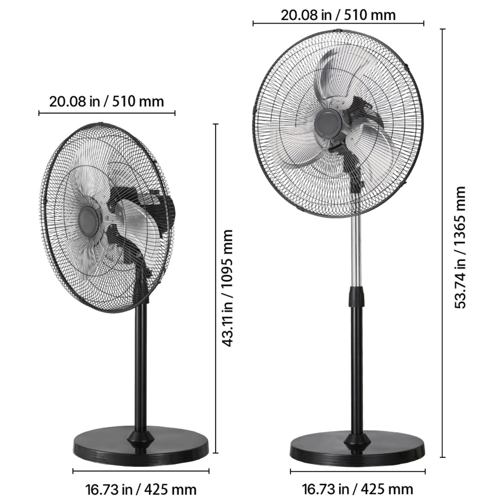 18" Pedestal Fan 3-Speed Oscillating Fan with Adjustable Height