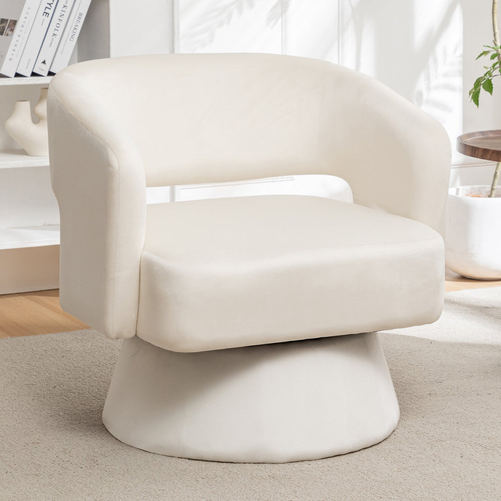 Swivel Barrel Chair, Velvet Accent Armchair 360 Degree Swivel
